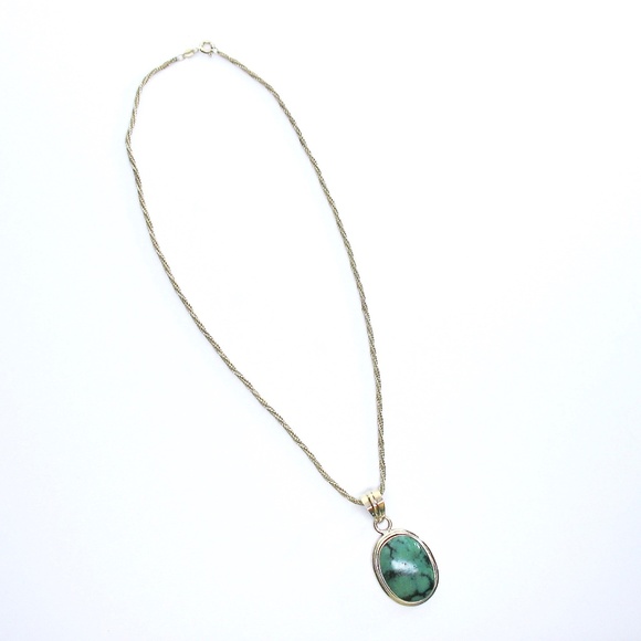 Turquoise Sterling Slide Pendant, 925 Rope Chain - Picture 5 of 7